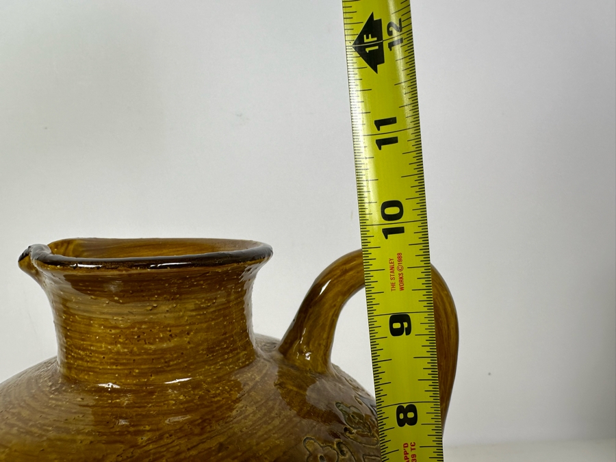 Vintage MCM Bitossi Italian Ceramic Pottery Vessel Pitcher With Handle 10'H [Photo 9]