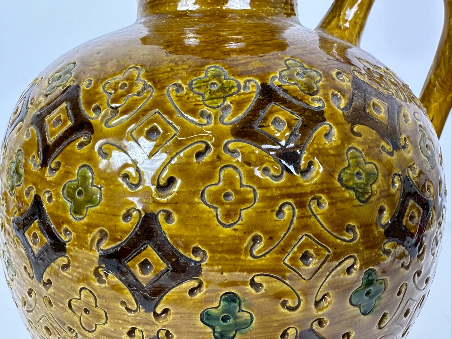 Vintage MCM Bitossi Italian Ceramic Pottery Vessel Pitcher With Handle 10'H [Photo 2]