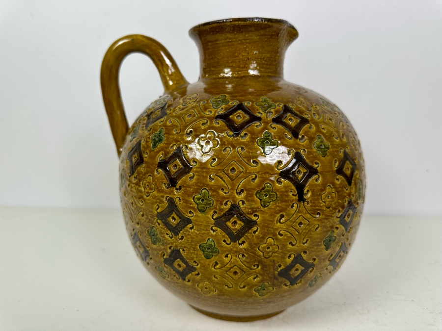 Vintage MCM Bitossi Italian Ceramic Pottery Vessel Pitcher With Handle 10'H [Photo 5]
