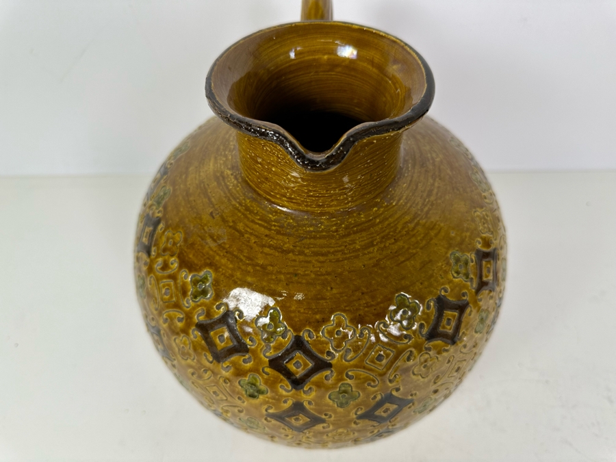 Vintage MCM Bitossi Italian Ceramic Pottery Vessel Pitcher With Handle 10'H [Photo 4]
