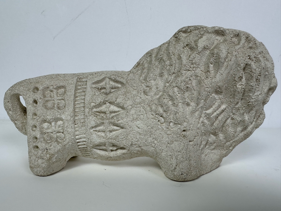 Vintage Mid-Century Modern Flavia Montelupo Pottery Abstract Lion Sculpture Italy Aldo Londi 7'W X 3.5'H [Photo 4]