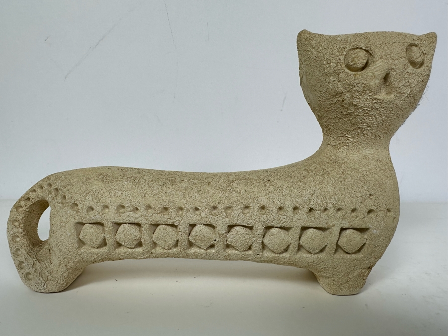 Vintage Mid-Century Modern Flavia Montelupo Pottery Abstract Cat Sculpture Italy Aldo Londi 7'W X 4.25'H [Photo 3]
