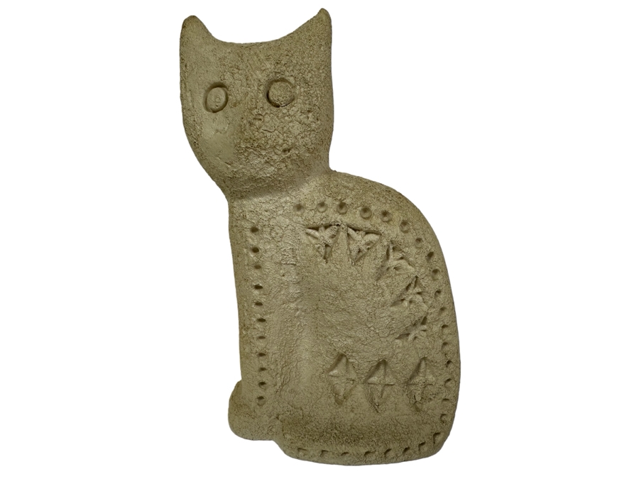 Vintage Mid-Century Modern Flavia Montelupo Pottery Abstract Cat Sculpture Italy Aldo Londi 3.5'W X 6'H [Photo 1]