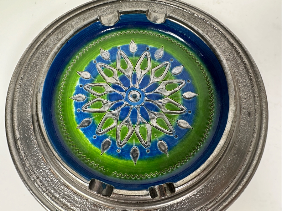 Vintage MCM Aldo Londi Bitossi Italian Ceramic Pottery Ashtray 10'W X 1.5'H [Photo 6]