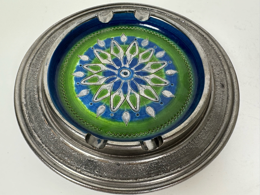 Vintage MCM Aldo Londi Bitossi Italian Ceramic Pottery Ashtray 10'W X 1.5'H [Photo 5]