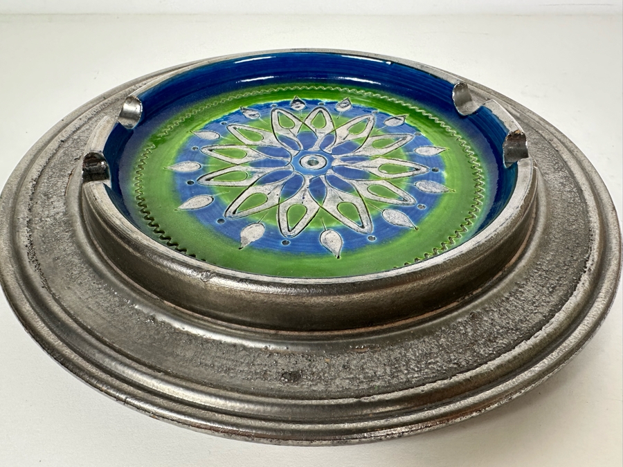 Vintage MCM Aldo Londi Bitossi Italian Ceramic Pottery Ashtray 10'W X 1.5'H [Photo 2]