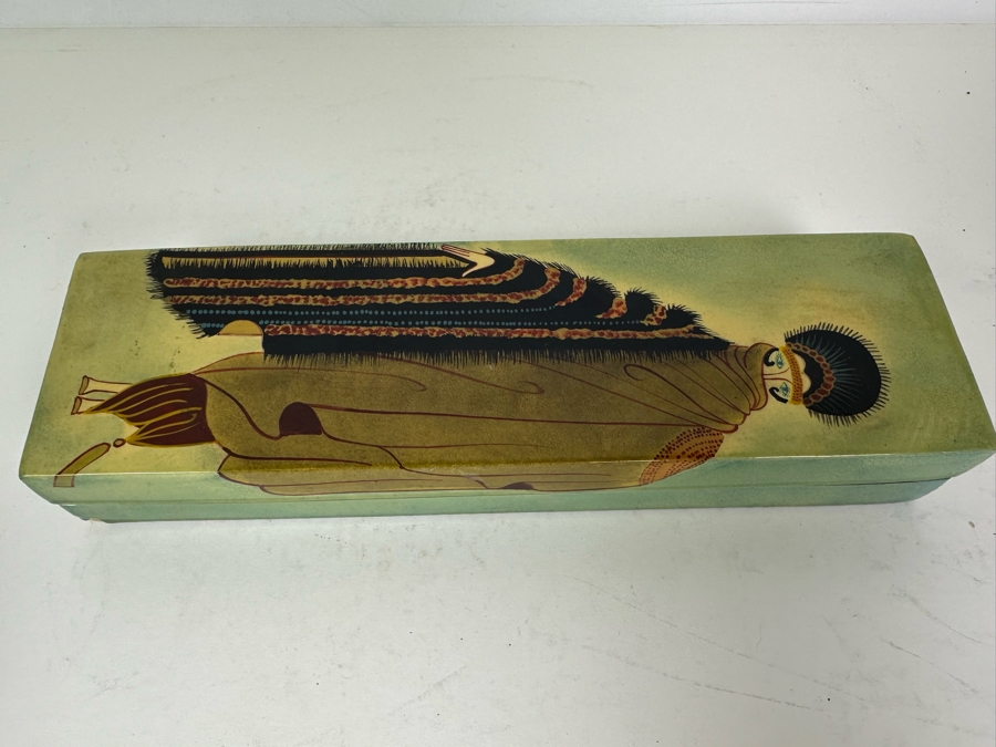 Erte Lacquered Hand Painted Limited Edition Jewelry Box 'Mystique' 3W X 10.5'D X 1.5'H [Photo 2]