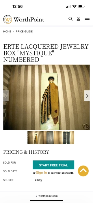 Erte Lacquered Hand Painted Limited Edition Jewelry Box 'Mystique' 3W X 10.5'D X 1.5'H [Photo 12]