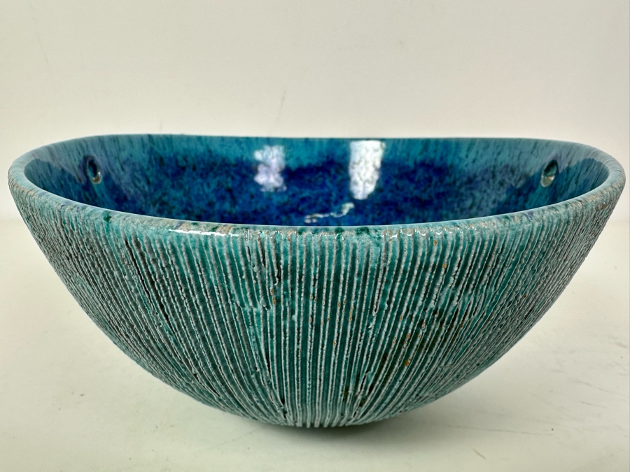 Vintage Mid-Century Modern Bitossi Seta Pattern Italian Ceramic Pottery Bowl 8.5'W X 4'H [Photo 6]