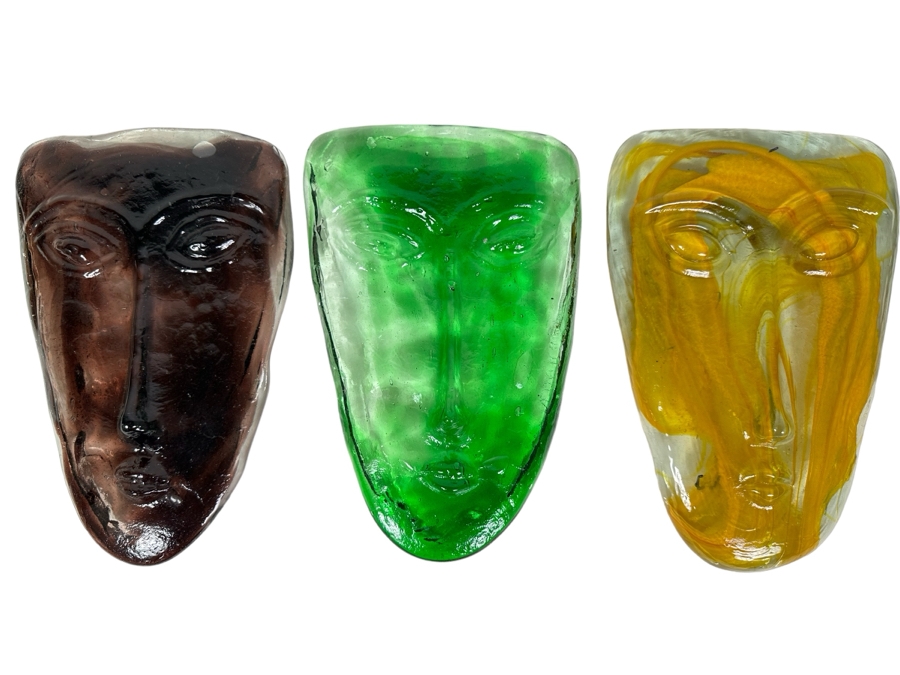 Three Vintage Kosta Boda Art Glass Faces 10.5'H [Photo 1]