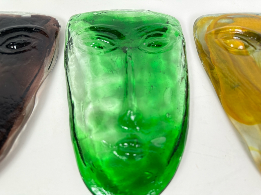 Three Vintage Kosta Boda Art Glass Faces 10.5'H [Photo 2]