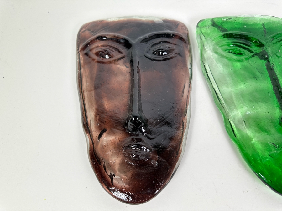 Three Vintage Kosta Boda Art Glass Faces 10.5'H [Photo 3]