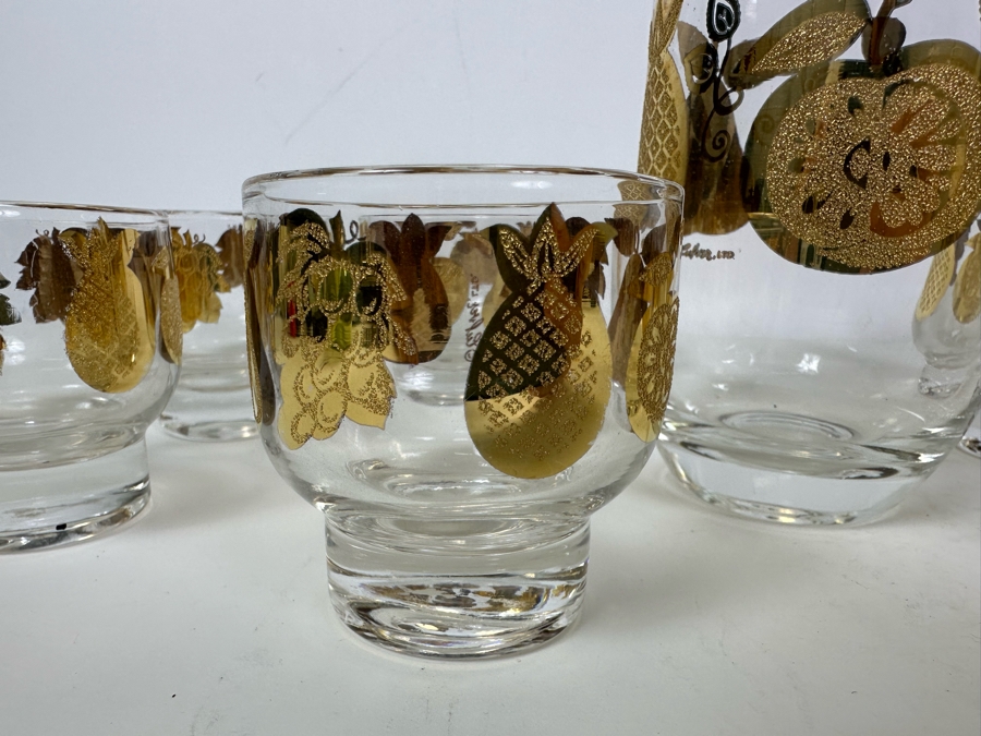 Vintage Mid-Century Modern Culver Glassware Set With Pitcher 6.25'H And Eight Glasses 2.75'H [Photo 6]