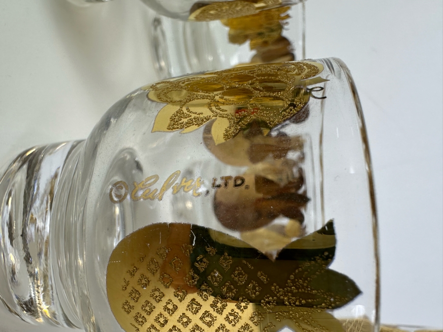 Vintage Mid-Century Modern Culver Glassware Set With Pitcher 6.25'H And Eight Glasses 2.75'H [Photo 3]