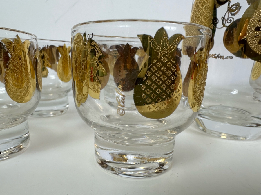 Vintage Mid-Century Modern Culver Glassware Set With Pitcher 6.25'H And Eight Glasses 2.75'H [Photo 2]