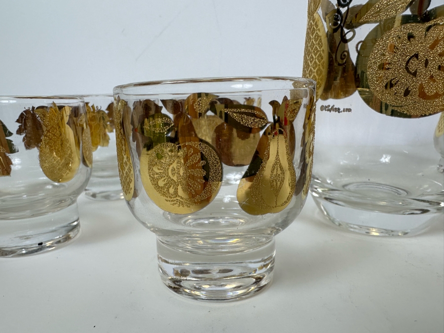 Vintage Mid-Century Modern Culver Glassware Set With Pitcher 6.25'H And Eight Glasses 2.75'H [Photo 5]