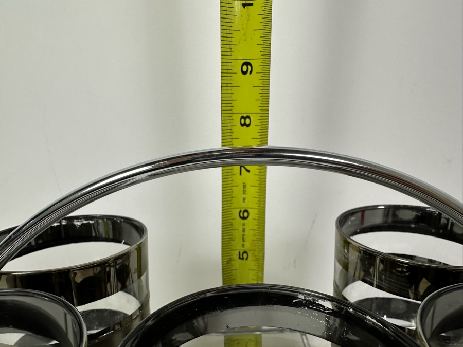 Five Vintage MCM Barware Glasses With Metal Caddy Carrier 9.5'W X 5.5'D X 7.5'H [Photo 6]