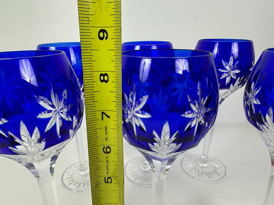(6) Vintage Horst Belda Stars Of Midnight 8 3/8'H Etched Crystal Stemware Glasses [Photo 3]