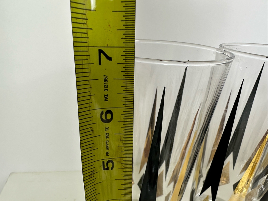 Huge Set Of Vintage MCM Atomic Barware Glasses Anchor Hocking Golden Peaks Apx 37 Glasses [Photo 11]