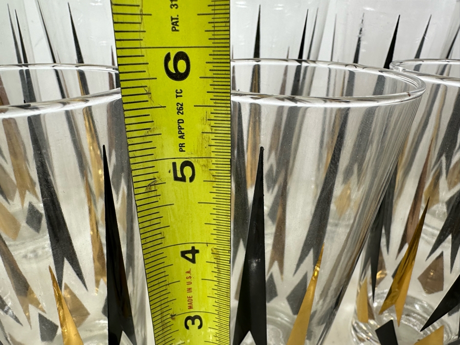 Huge Set Of Vintage MCM Atomic Barware Glasses Anchor Hocking Golden Peaks Apx 37 Glasses [Photo 10]