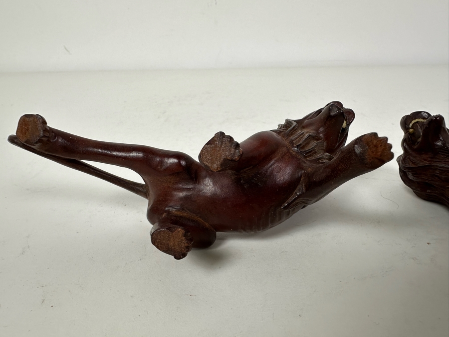 Pair Of Vintage Carved Wooden Lions 5'W X 3'H [Photo 11]