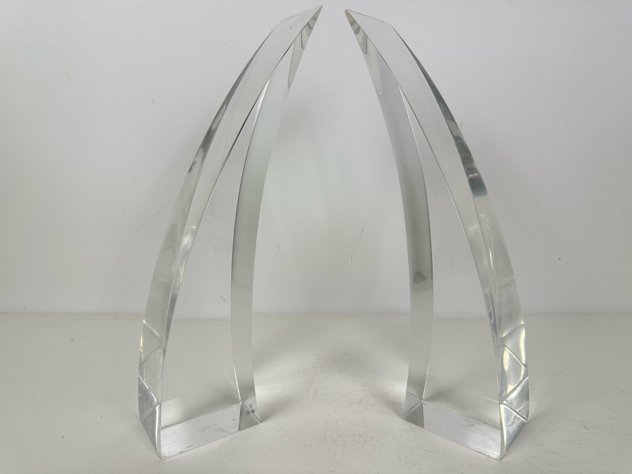 Pair Of Vintage Lucite Tusk Sculptures 13'H [Photo 2]