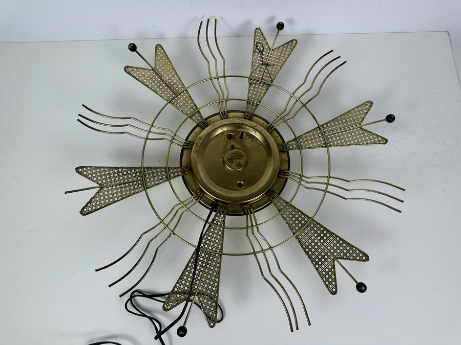 Vintage Mid-Century Modern Sunburst Wall Clock By United Clock Corp. 24'H [Photo 6]