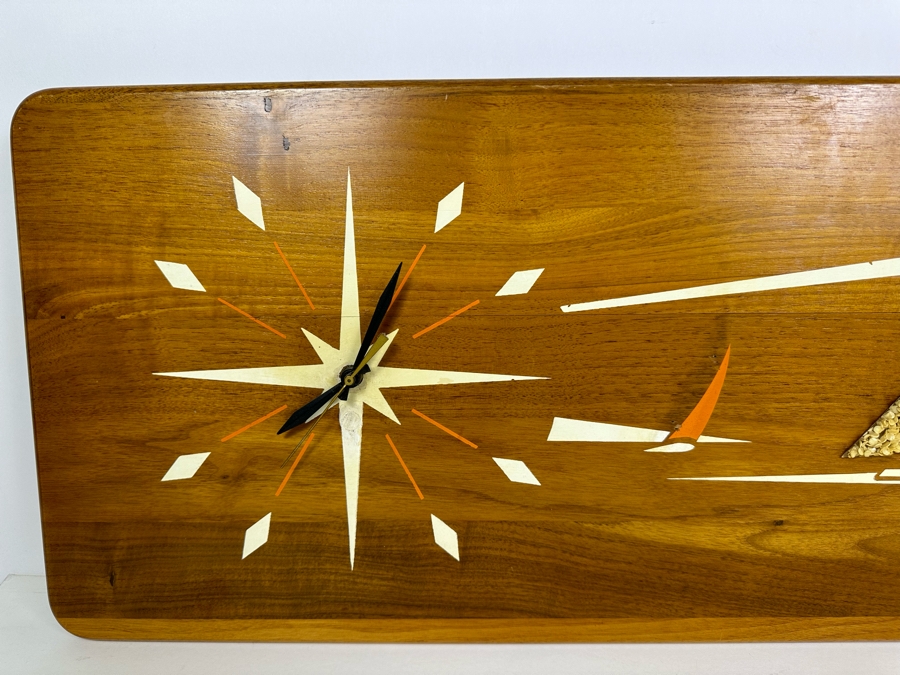 Vintage Mid-Century Modern Belart Co Sailboat Clock 36'W X 12'H [Photo 4]