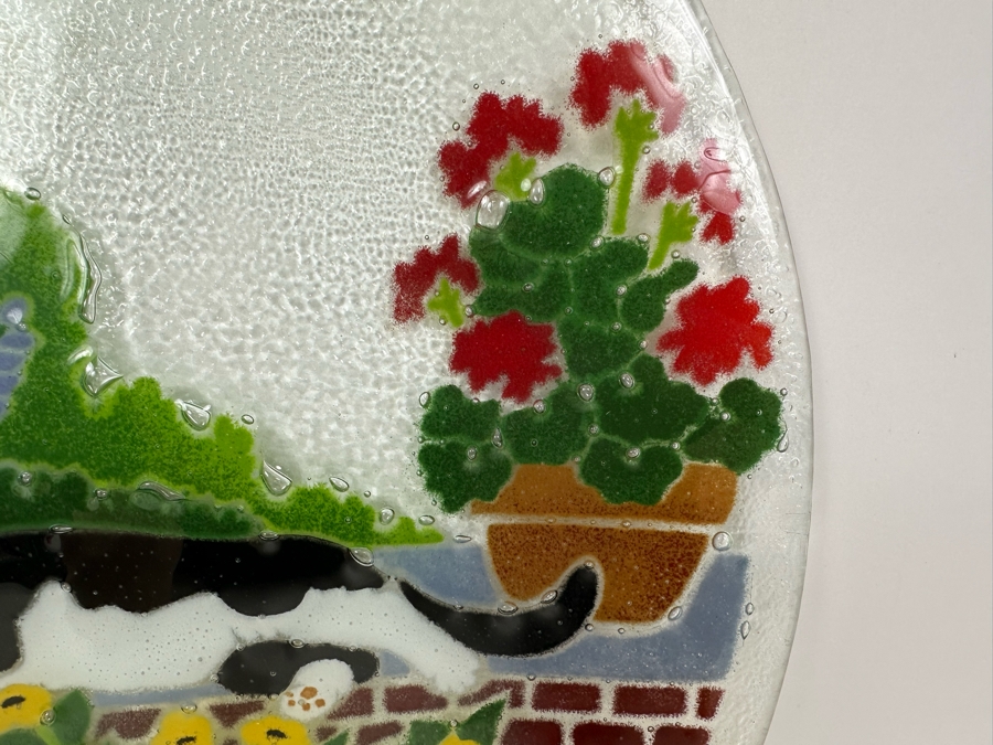 Peggy Karr Large Artist Signed Cat Art Glass Piece 16'W [Photo 5]