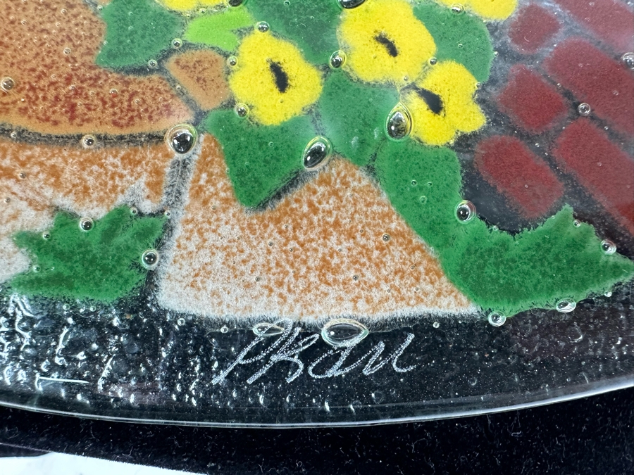 Peggy Karr Large Artist Signed Cat Art Glass Piece 16'W [Photo 8]