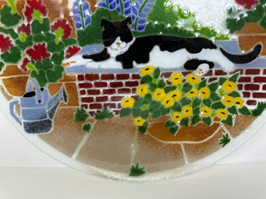 Peggy Karr Large Artist Signed Cat Art Glass Piece 16'W [Photo 4]
