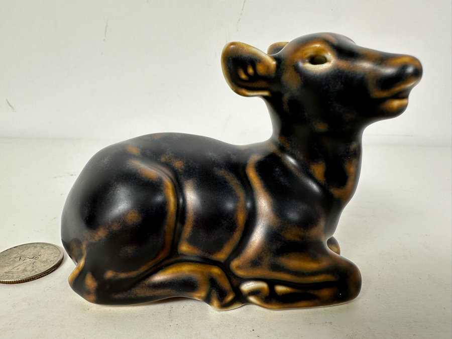 Royal Copenhagen Lying Fawn Stoneware Figurine 4'W X 3'H [Photo 2]