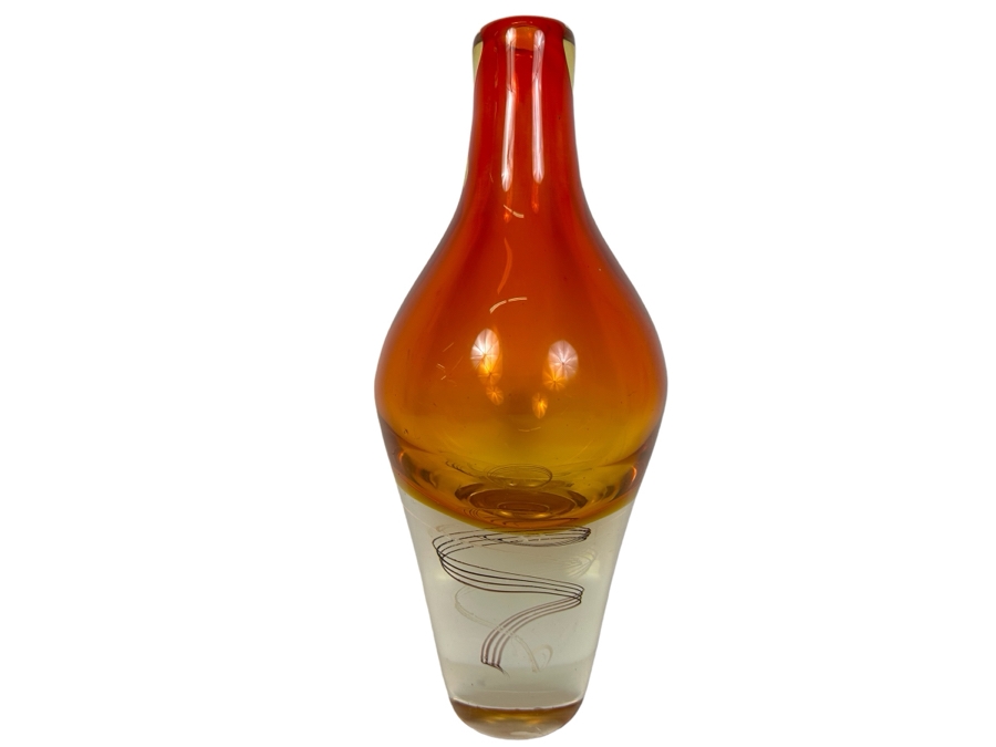 Vintage 1970s Kosta Boda Klas-Goran Tinback Swedish Art Glass Heavy 12'H