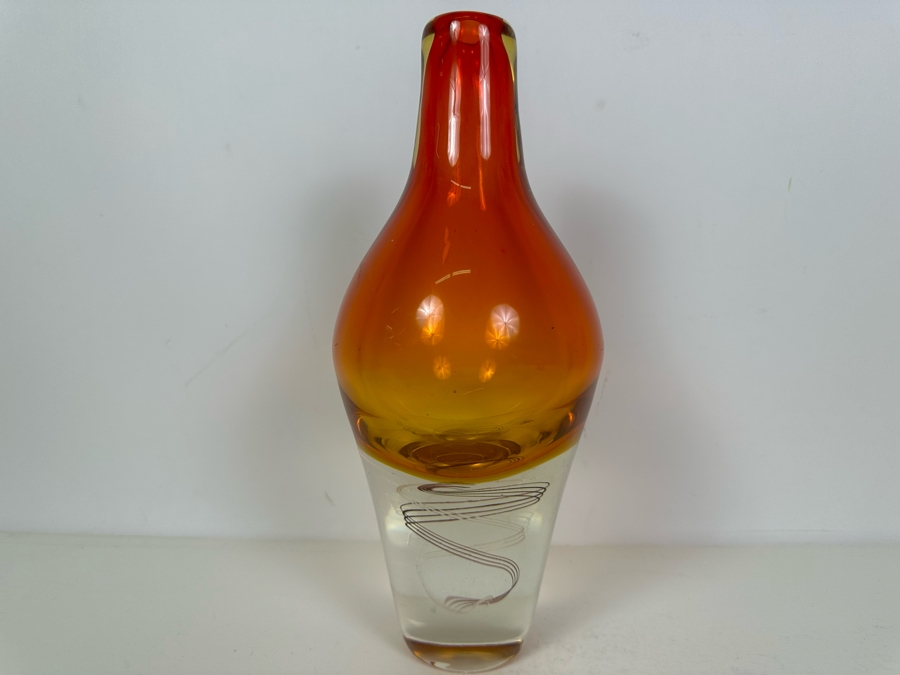 Vintage 1970s Kosta Boda Klas-Goran Tinback Swedish Art Glass Heavy 12'H [Photo 6]