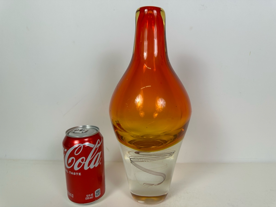 Vintage 1970s Kosta Boda Klas-Goran Tinback Swedish Art Glass Heavy 12'H [Photo 7]