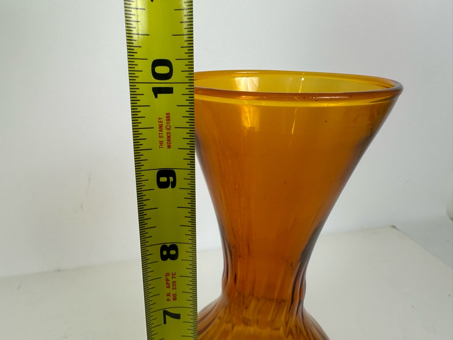 Vintage Italian Murano Glass Dish 9.5'W And Amber Glass Vase Carafe 10'H [Photo 10]