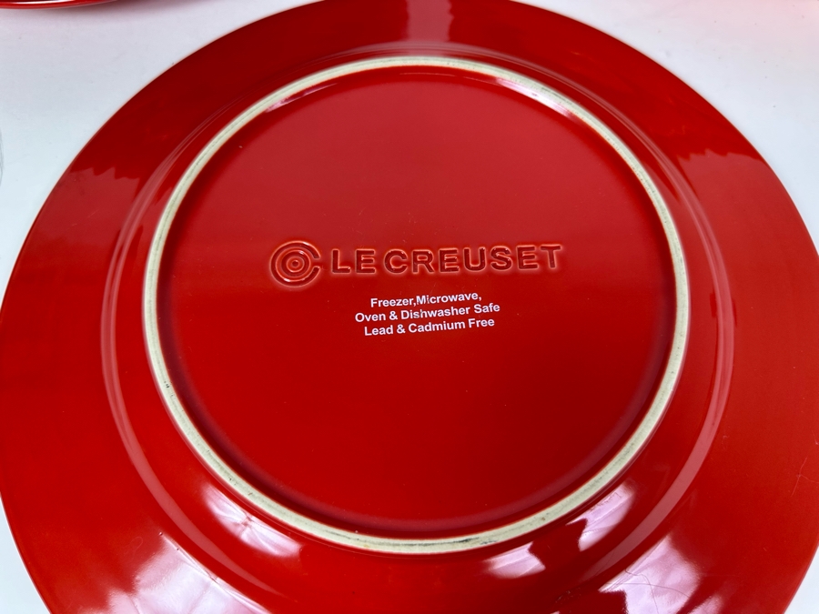 Le Creuset Stoneware Plates 12'R (3) Red Plates & (2) Orange Plates [Photo 6]