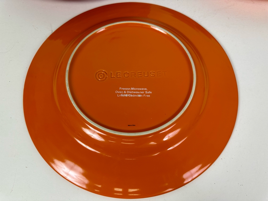 Le Creuset Stoneware Plates 12'R (3) Red Plates & (2) Orange Plates [Photo 3]