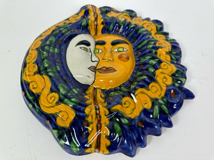 Mexican Pottery Sun & Moon Wall Plaque 12'W [Photo 2]