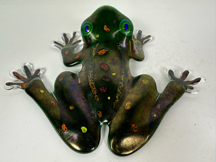 Art Glass Frog Wall Art 8.5'L & Hand Carved Wooden Frog 3.5'H [Photo 7]