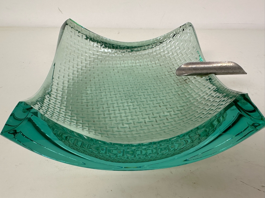 Vintage Artist Signed Stephen Schlanser Art Glass Ashtray 7'W [Photo 2]