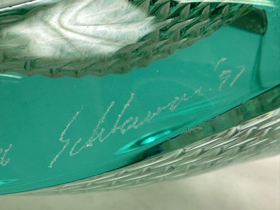 Vintage Artist Signed Stephen Schlanser Art Glass Ashtray 7'W [Photo 8]