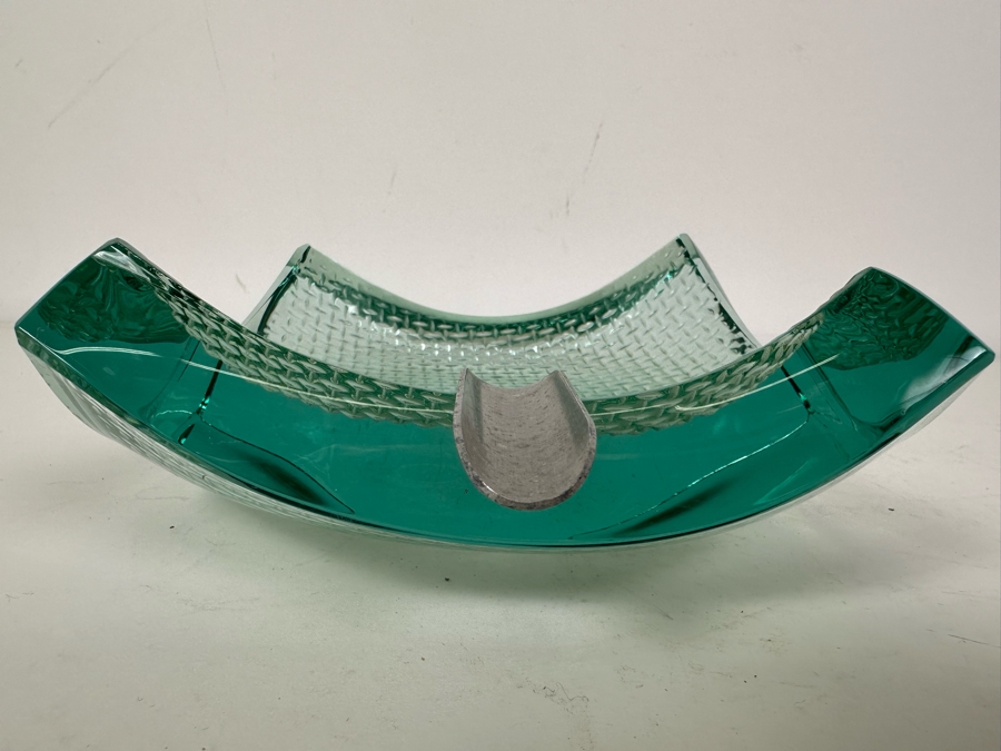 Vintage Artist Signed Stephen Schlanser Art Glass Ashtray 7'W [Photo 6]