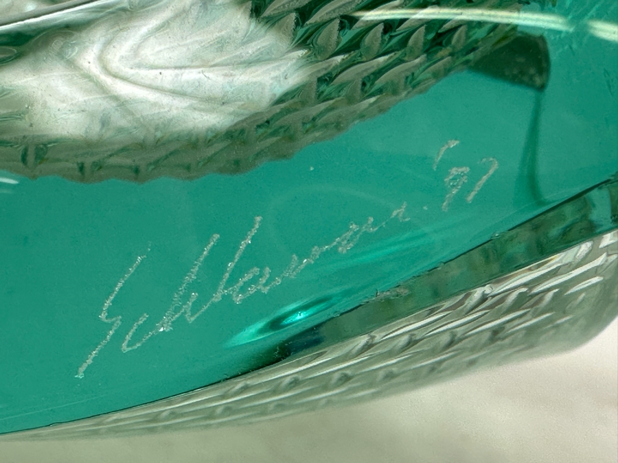 Vintage Artist Signed Stephen Schlanser Art Glass Ashtray 7'W [Photo 9]