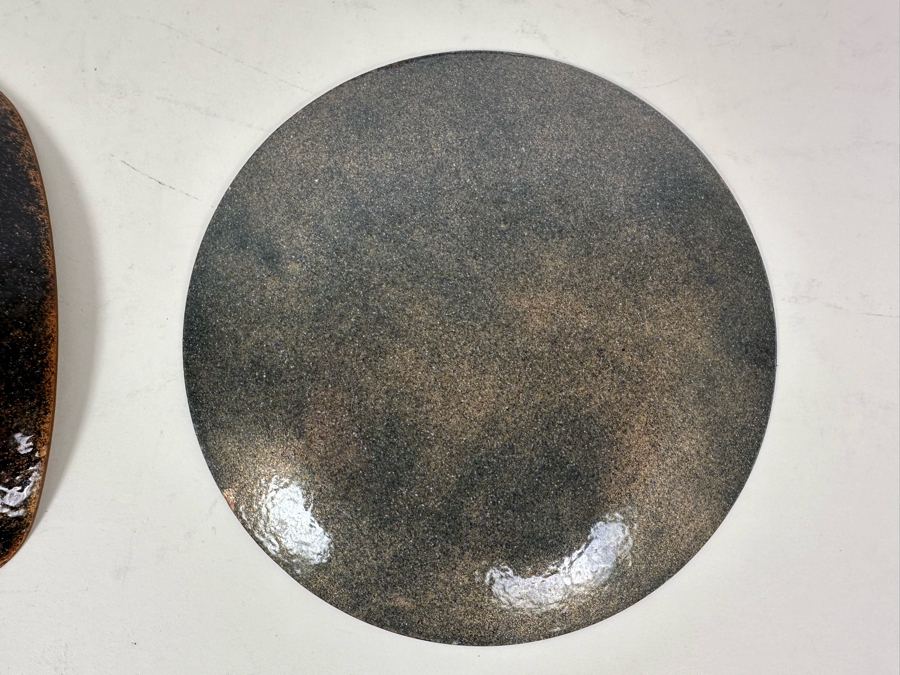 Collection Of Six Handmade Enamel Copper Plates Dishes Of Various Makes Including Annemarie Davidson And Bovano 4' - 5.75' [Photo 12]