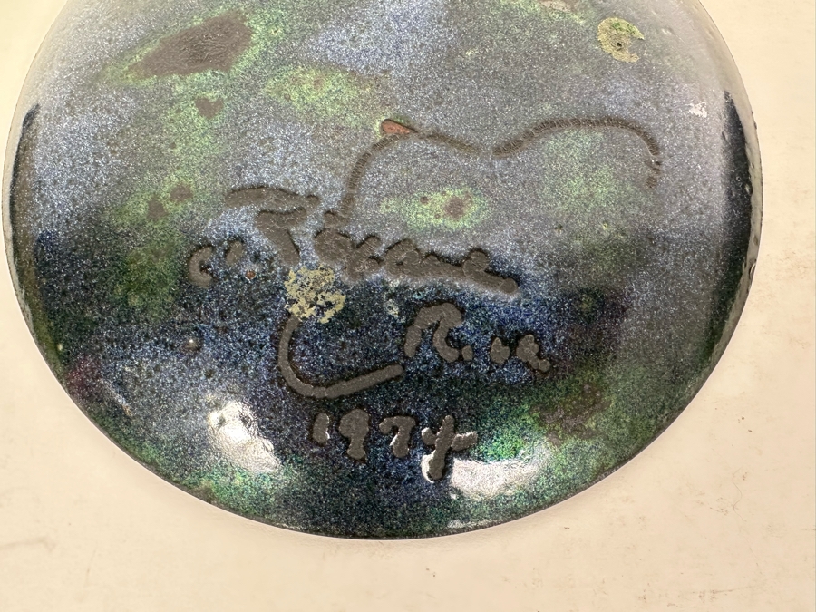 Collection Of Six Handmade Enamel Copper Plates Dishes Of Various Makes Including Annemarie Davidson And Bovano 4' - 5.75' [Photo 11]