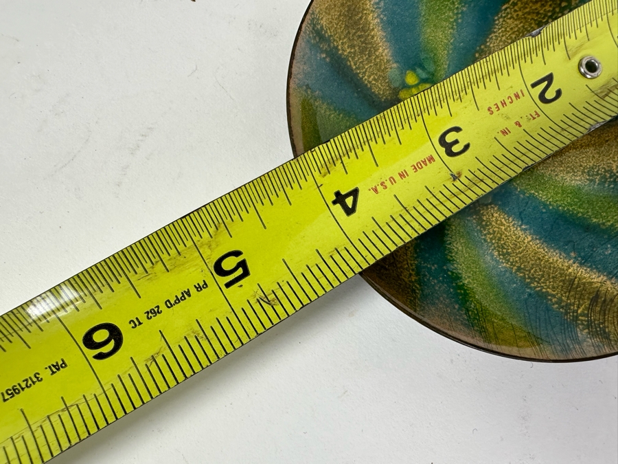 Collection Of Six Handmade Enamel Copper Plates Dishes Of Various Makes Including Annemarie Davidson And Bovano 4' - 5.75' [Photo 16]