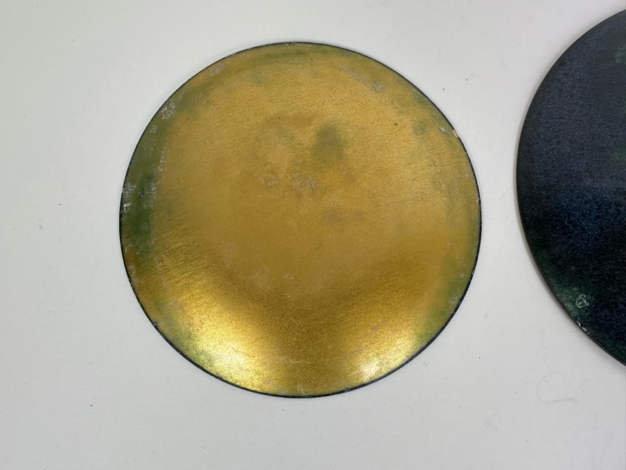 Collection Of Six Handmade Enamel Copper Plates Dishes Of Various Makes Including Annemarie Davidson And Bovano 4' - 5.75' [Photo 14]