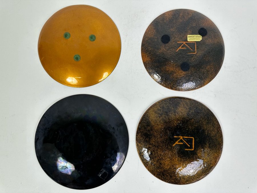 (4) Handmade Enamel Copper Plates Dishes Of Various Makes Including Annemarie Davidson 8'R [Photo 8]