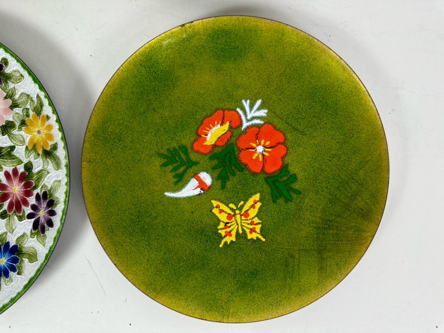 (4) Handmade Enamel Copper Plates Dishes Of Various Makes Including Annemarie Davidson 8'R [Photo 4]
